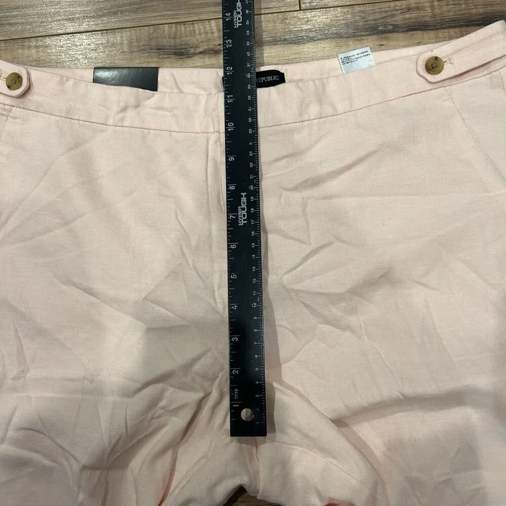 NWT Banana Republic Avery Pants 16 Pink Linen Mid Rise Breathable Lightweight